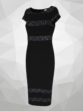 Calvin Klien Full Length Gown With Silver Lace